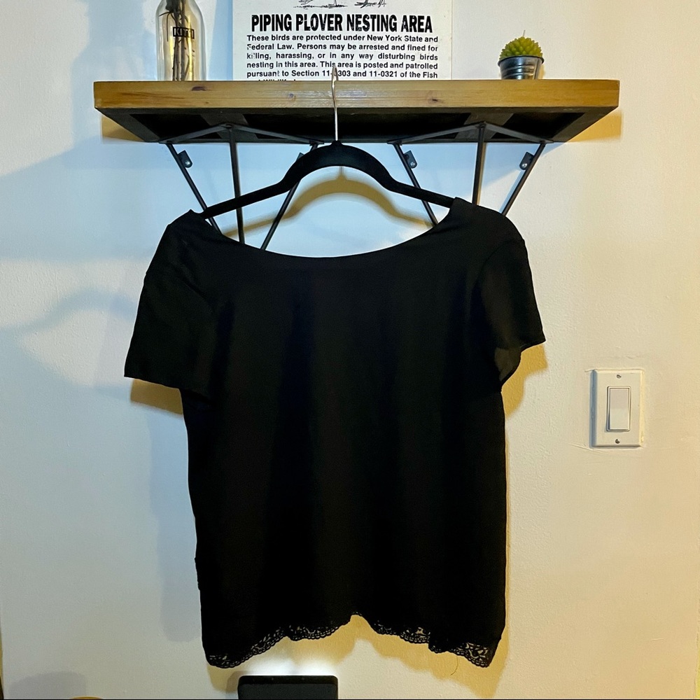 Zara Lace Trim Black Top